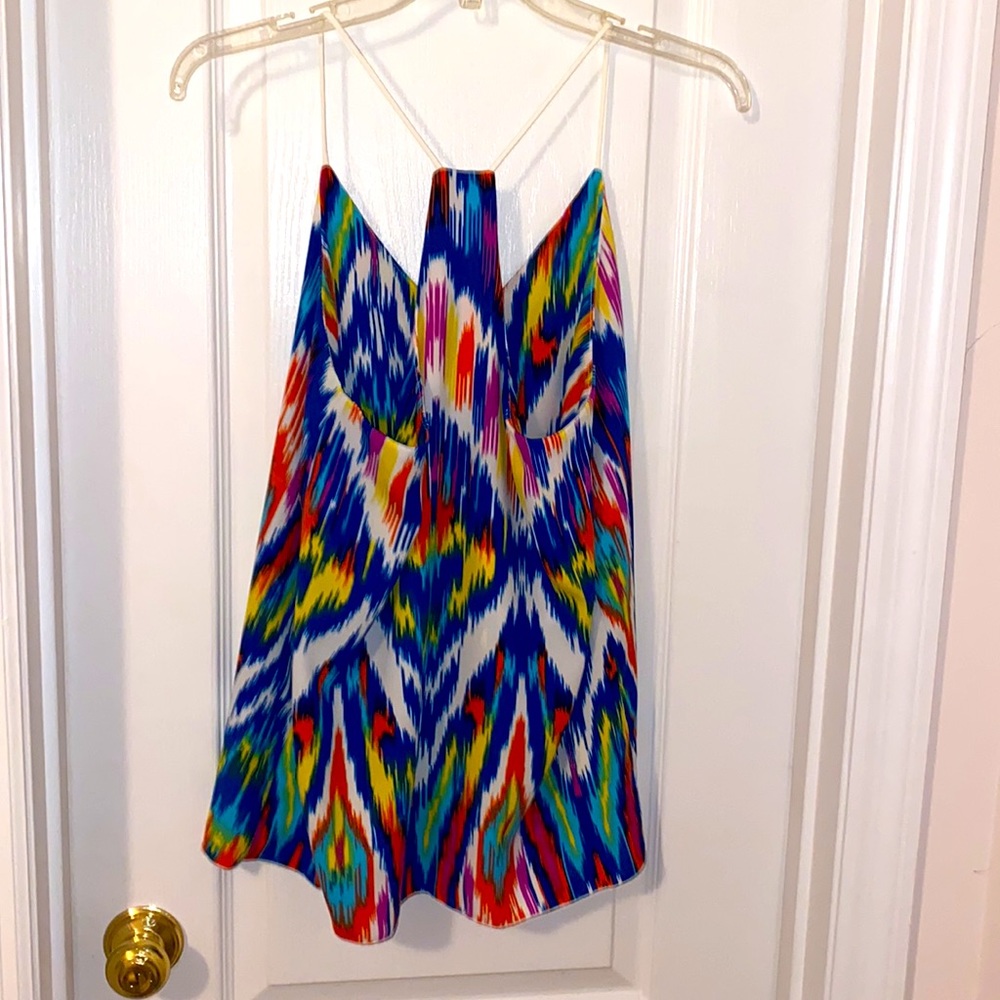 Karlie Spaghetti strap racerback top NWOT never worn Sz M, multi colors.